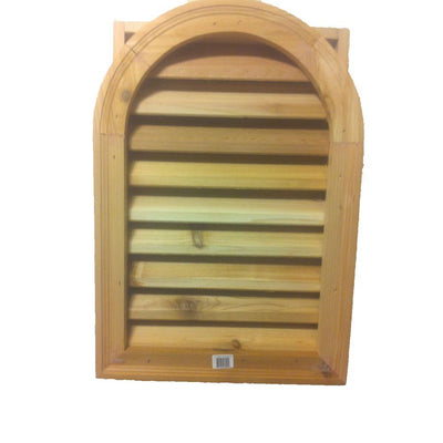 16 in. x 24 in. Round Top Wood Built-in Screen Gable Louver Vent - Super Arbor