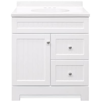 Style Selections Ellenbee 30.5-in White Single Sink Bathroom Vanity with White Cultured Marble Top