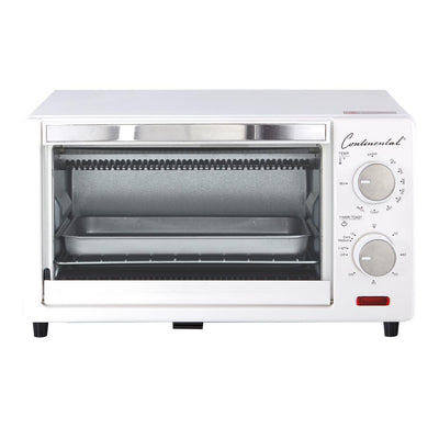1000 W 4-Slice White Toaster Oven with 60 Minute Timer - Super Arbor