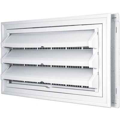 9-3/8 in. x 17-1/2 in. Foundation Vent Kit with Trim Ring and Optional Fixed Louvers (Molded Screen) in #001 White - Super Arbor