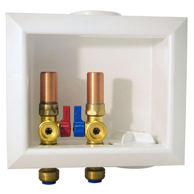 1/2 in. Brass Push-to-Connect x 3/4 in. Male Hose Thread Washing Machine Outlet Box with Water Hammer Arrestors - Super Arbor