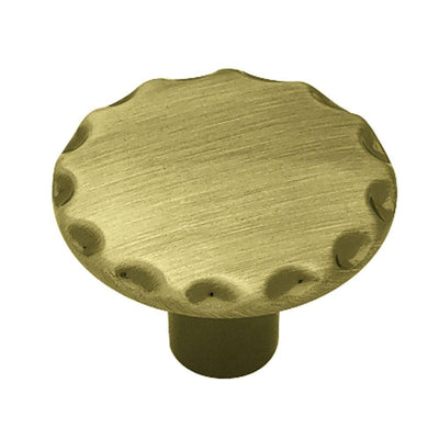 1-1/8 in. (28mm) Antique Brass Scallop Edge Round Cabinet Knob - Super Arbor