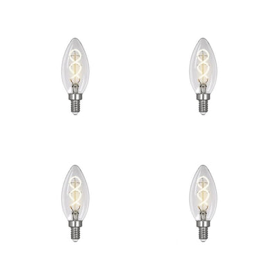 Feit Electric 25-Watt Equivalent B10 Dimmable Candelabra Clear Glass Vintage LED Light Bulb with Spiral Filament Bright White (4-Pack) - Super Arbor
