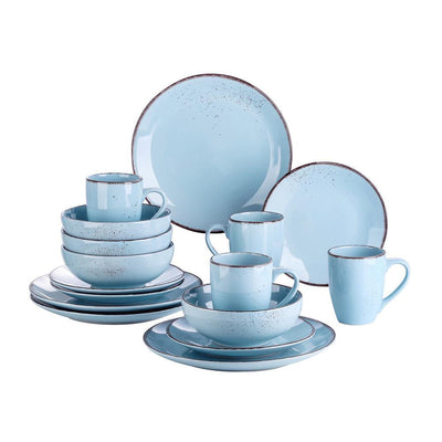 16- Piece Modern Light Blue Porcelain Dinnerware Sets (Service for Set for 4) - Super Arbor