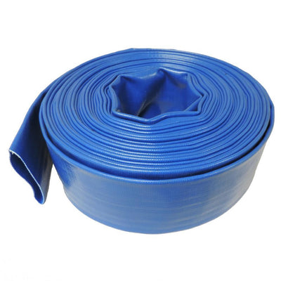 1 in. Dia x 50 ft. Blue 6 Bar Heavy-Duty Reinforced PVC Lay Flat Discharge and Backwash Hose