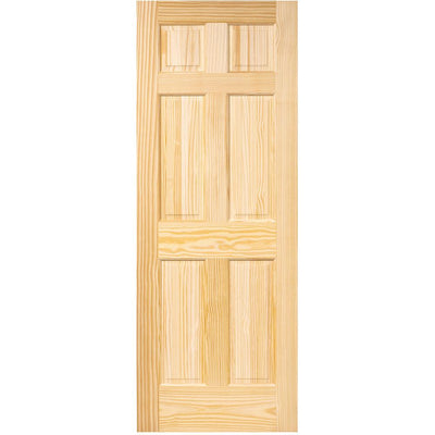 24 in. x 96 in. 6-Panel Pine Unfinished Solid Core Interior Door Slab - Super Arbor
