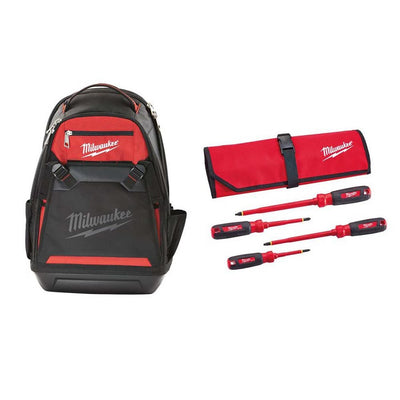 10 in. Jobsite Backpack with 1000-Volt Insulated Screwdriver Set and Pouch (4-Piece) - Super Arbor