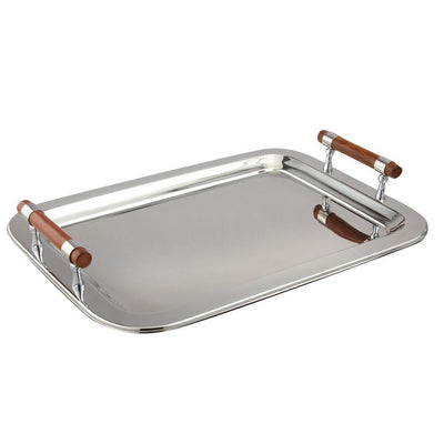 22 in. x 15.5 in. Stainless Steel Rectangular Tray with Handles - Super Arbor