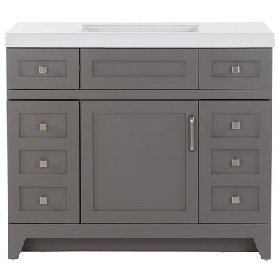 Rosedale 42 in. W x 19 in. D Bath Vanity in Taupe Gray with Cultured Marble Vanity Top in White with White Sink - Super Arbor
