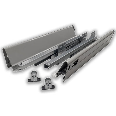 10 in. Gray Soft Close Full Extension Double Wall Lower Drawer Set (1-Pair) - Super Arbor