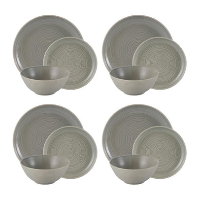 William Mason 12-Piece Casual Grey Stoneware Dinnerware Set (Service for 4) - Super Arbor