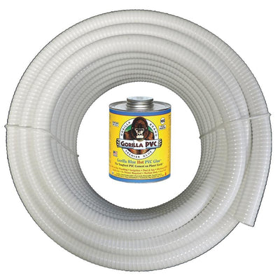 1 1/2 in. x 10 ft. White PVC Schedule 40 Flexible Pipe with Gorilla Glue