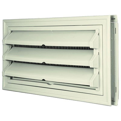 9-3/8 in. x 17-1/2 in. Foundation Vent Kit with Trim Ring and Optional Fixed Louvers (Galvanized Screen) in #082 Linen - Super Arbor