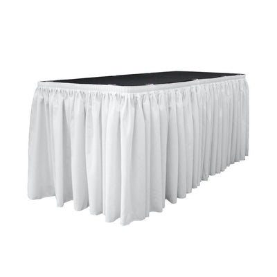 30 ft. x 29 in. Long White with 15-Large Clips Polyester Poplin Table Skirt - Super Arbor