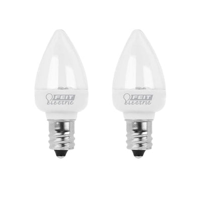 Feit Electric 1W Equivalent Clear Replacement C7 LED Night Light Bulb (2-Pack) - Super Arbor