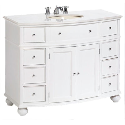 Hampton Harbor 45 in. W x 22 in. D Bath Vanity in White with Natural Marble Vanity Top in White Natural