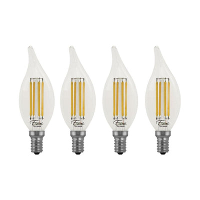 Euri Lighting 60 Watt Equivalent Warm White (2700K) BA10 ENERGY STAR and Dimmable LED Light Bulb in Clear (4-Pack) - Super Arbor