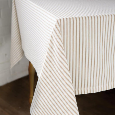 Ticking Rectangle and White Cotton Tablecloth - Super Arbor