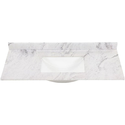 49 in. W x 22 in. D Stone Effect Vanity Top in Lunar with White Sink - Super Arbor
