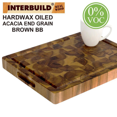 1 ft. 4 in. L x 1 ft. W x 1.5" T Wooden Cutting Board Set in Oiled Acacia with Brown Food-Safe Wood Oil Finish