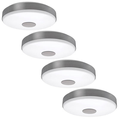 15 in. Bluetooth Speaker Brushed Nickel Color Changing CCT Selectable LED Flush Mount Ceiling Light Dimmable (4-Pack) - Super Arbor