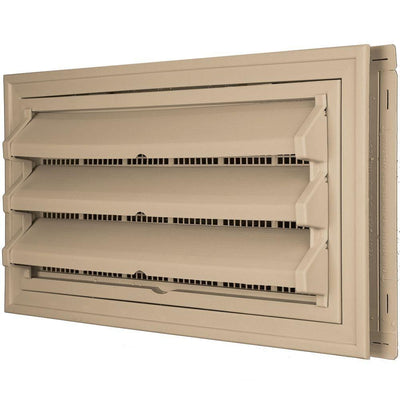 9-3/8 in. x 17-1/2 in. Foundation Vent Kit with Trim Ring and Optional Fixed Louvers (Galvanized Screen) in #069 Tan - Super Arbor