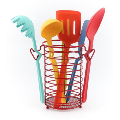 7-Piece Silicone Utensil Set with Wire Caddy - Super Arbor