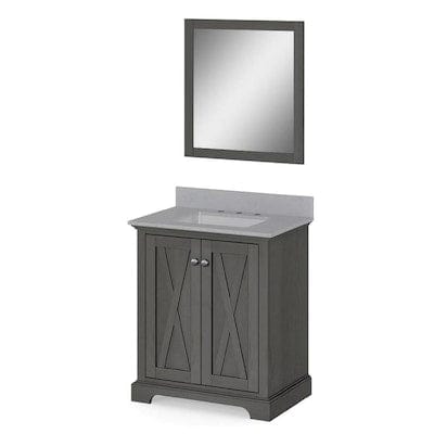 30-in Gray Single Sink Bathroom Vanity with White Engineered Stone Top (Mirror Included)