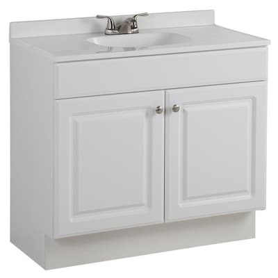 Project Source 36.5-in White Single Sink Bathroom Vanity with White Cultured Marble Top