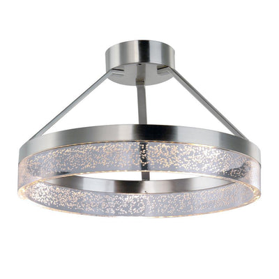 15.75 in. Brushed Nickel Integrated LED Semi-Flush Mount with Bubble Shade - Super Arbor