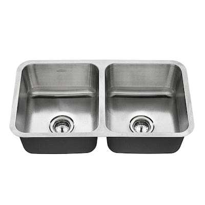American Standard Danville 32-in x 18-in Stainless Steel Double Equal Bowl Undermount Residential Kitchen Sink