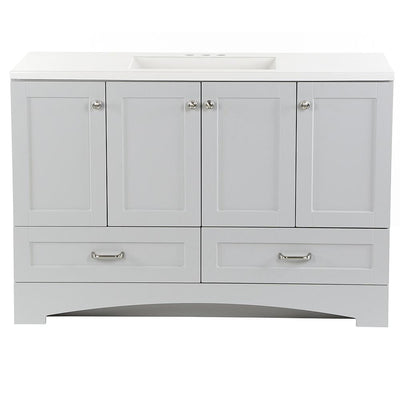 Lancaster 49 in. W x 19 in. D Bath Vanity in Pearl Gray with Cultured Marble Vanity Top in White with White Sink - Super Arbor