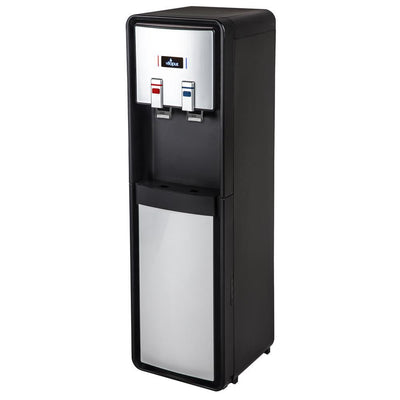 3-5 Gal. Bottom Load Water Dispenser/Cooler (Hot and Cold) in Black/Stainless with Easy-to-Use Push Levers - Super Arbor