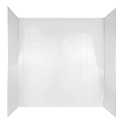 Tilekit 30 in. x 60 in. x 60 in. 3-Piece Easy Up Adhesive Tub Wall in White - Super Arbor