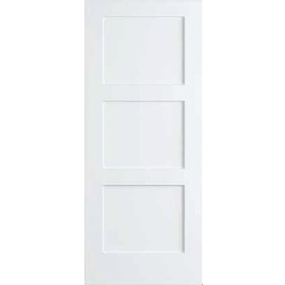 28 in. x 80 in. White 3-Panel Shaker Solid Core Wood Interior Door Slab - Super Arbor
