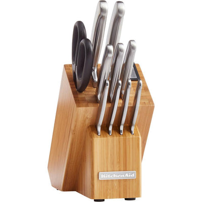 12-Piece Classic Forged Brushed Stainless Steel Knife Set with Bamboo Storage Block - Super Arbor