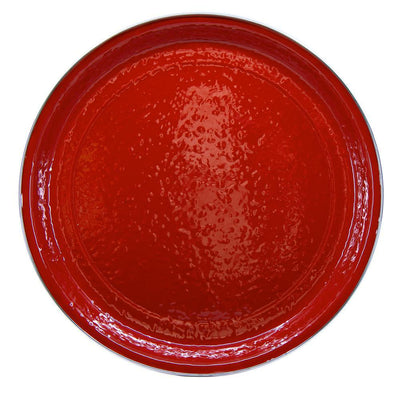 20 in. Solid Red Enamelware Round Serving Tray - Super Arbor