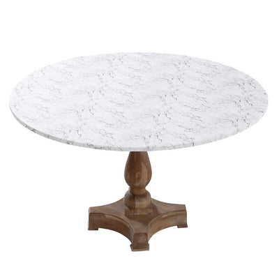 48" Cotton Fabric Fitted Table Cover, White Marble - Super Arbor