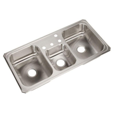 Celebrity Drop-In Stainless Steel 43 in. 4-Hole Triple Bowl Kitchen Sink - Super Arbor