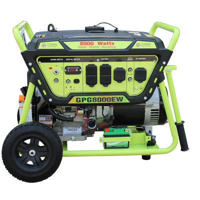 Green-Power Green Power 8000/6500-Watt Gasoline Powered Electric Start Portable Generator w/LCT 420cc 15HP Engine, Lithium Battery - Super Arbor