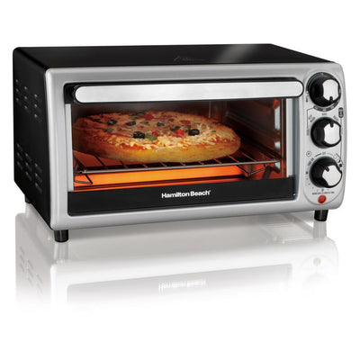 1100 W 4-Slice Stainless Steel and Black Toaster Oven - Super Arbor