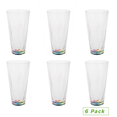 16 oz. Clear Rainbow Tumbler, Acrylic Drinking Glass, Shatter-Resistant Plastic, Kitchenware, Drinkware (6-Pack) - Super Arbor