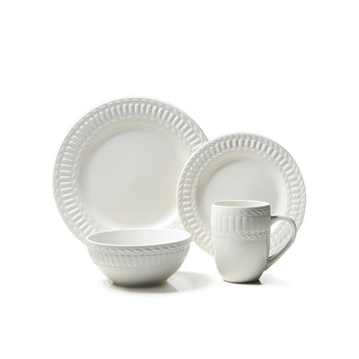 16-Piece Casual Off White Stoneware Dinnerware Set (Service for 4) - Super Arbor
