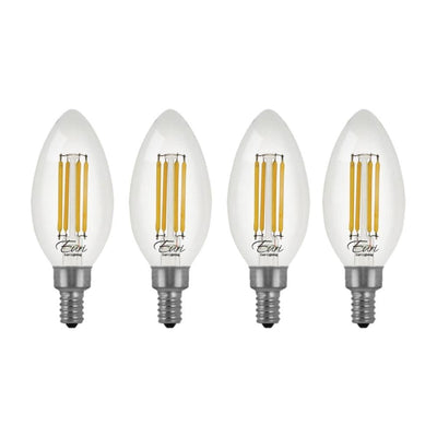 Euri Lighting 60-Watt Equivalent B10 Energy Star Dimmable Clear LED Light Bulb Warm White (2700K) (4-Pack) - Super Arbor