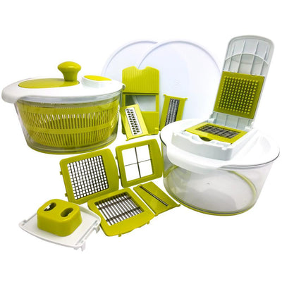 10-in-1 Multi-Use Salad Spinner with Slicer, Dicer and Chopper - Super Arbor