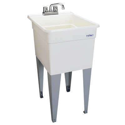 Utilatub Combo 24 in. x 18 in. Polypropylene Floor Mounted Laundry Tub in White - Super Arbor