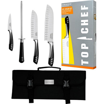 5 Piece Stainless Steel Knife Set with Portable Carry Pouch - Super Arbor