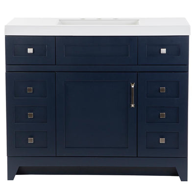 Rosedale 42 in. W x 19 in. D Bathroom Vanity in Blue with Cultured Marble Vanity Top in White with White Sink - Super Arbor