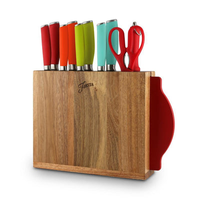 12-Piece Solid Multicolor Cutlery Set with Knife Block - Super Arbor