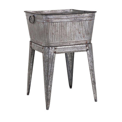 32 in. Gray Iron Multi-Functional Galvanized Metal Tub on Stand - Super Arbor